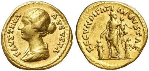 faustina daughter roman coin aureus